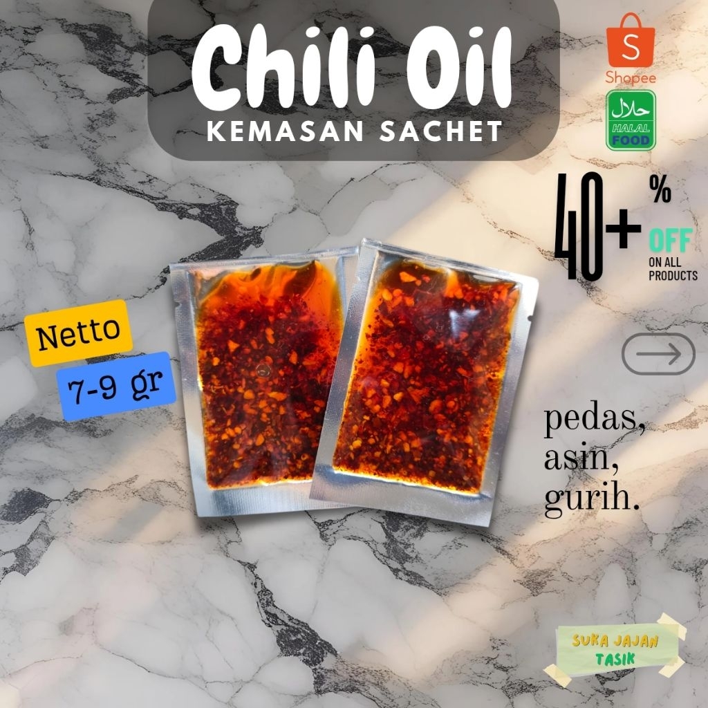 

Chili Oil 7-9 gr - Pedas Asin Gurih Halal, Praktis Ekonomis
