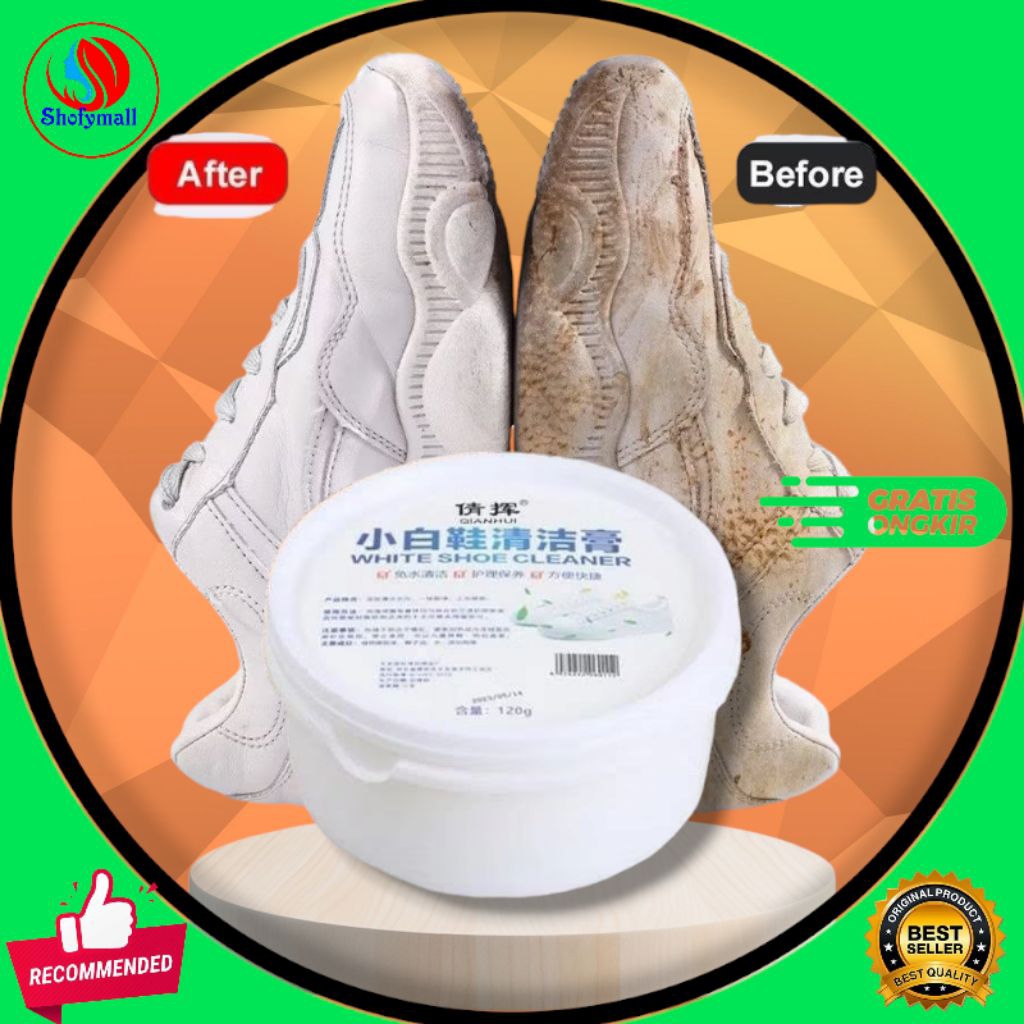 Krim Pembersih Sepatu Putih dengan Spons Gratis 120g