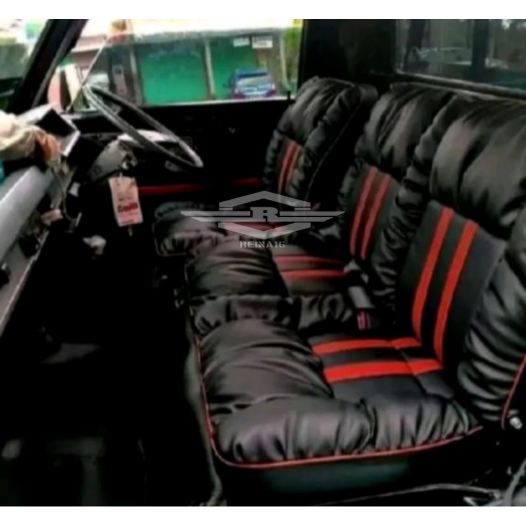 SARUNG JOK MOBIL VARIASI SOPA GARIS 2 BAHAN KULIT SYNTETIC BISA UNTUK SEMUA MOBIL PICKUP SEPERTI GRA