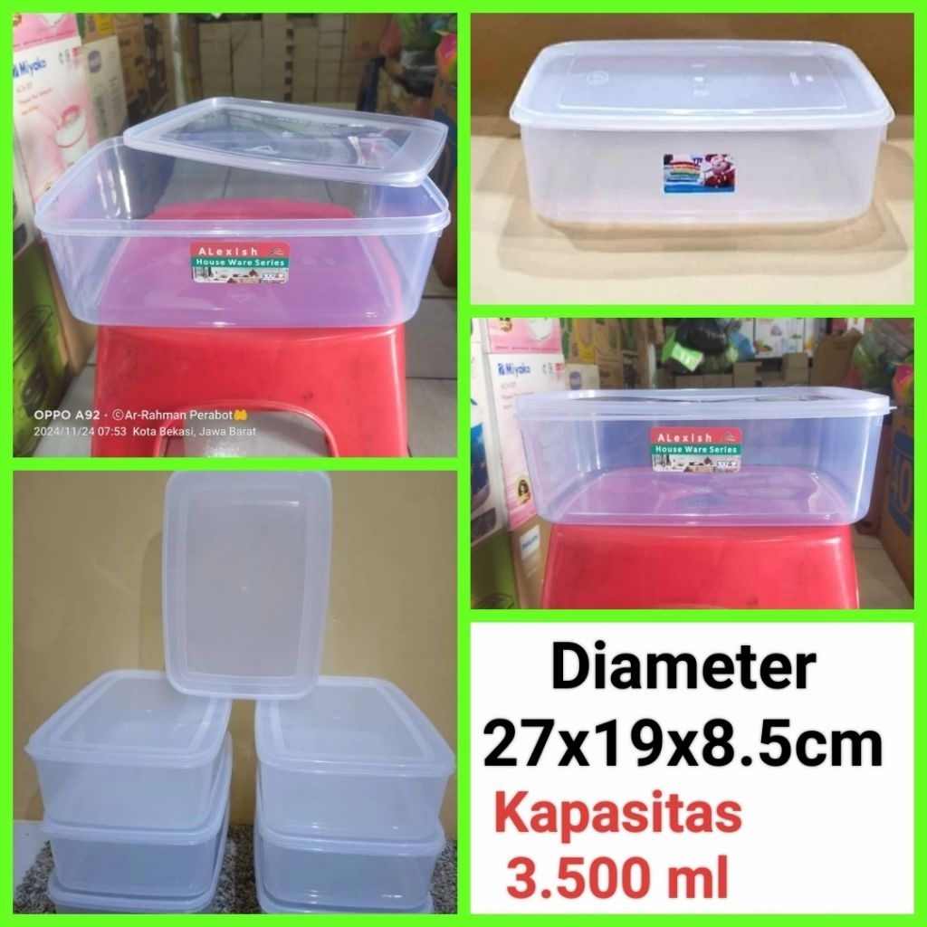 toples plastik kotak plastik wadah kue tempat obat kapasitas 3500ML