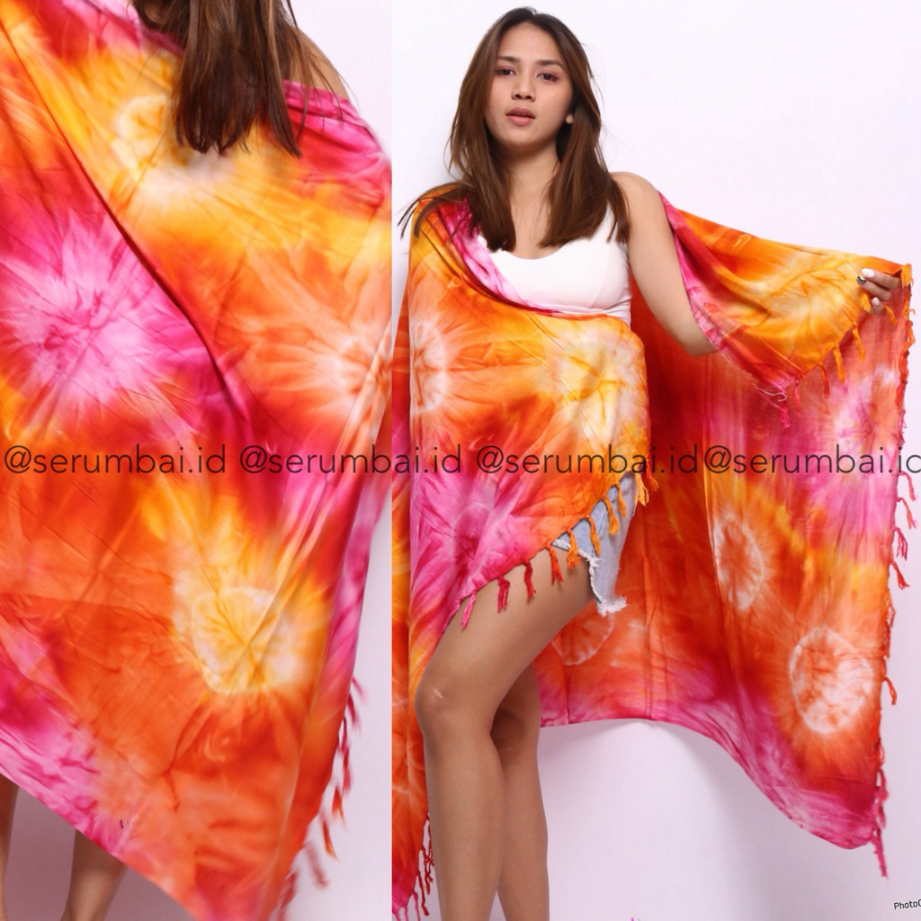 KAIN SARUNG SARONG PANTAI BALI RAYON RUMBAI PELANGI GRADASI