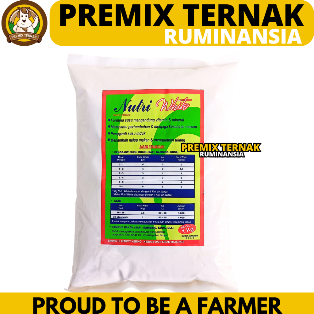 NUTRI WHITE 1KG Susu Hewan Ternak Sapi kambing Domba Pedet cempe