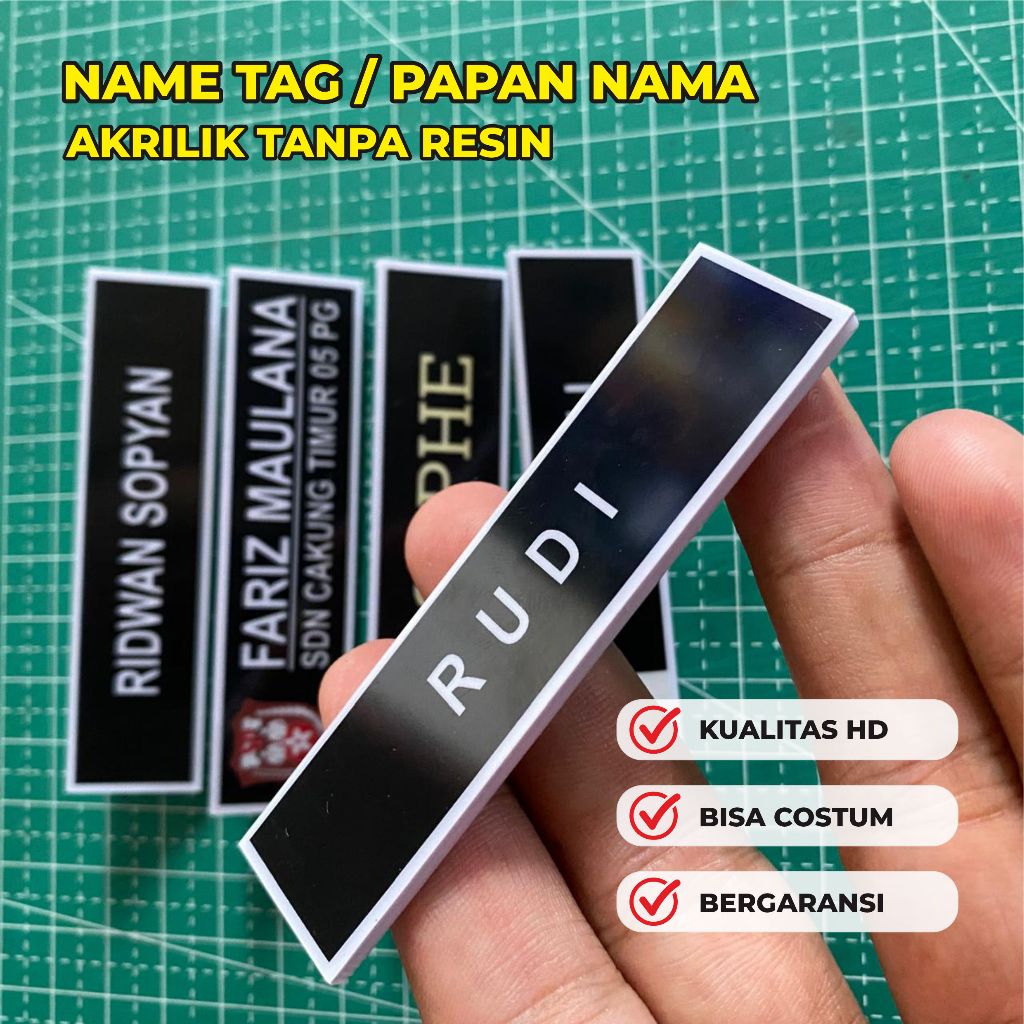 

NAMA DADA NAME TAG NAMETAG PAPAN NAMA DADA AKRILIK PENITI TANPA RESIN