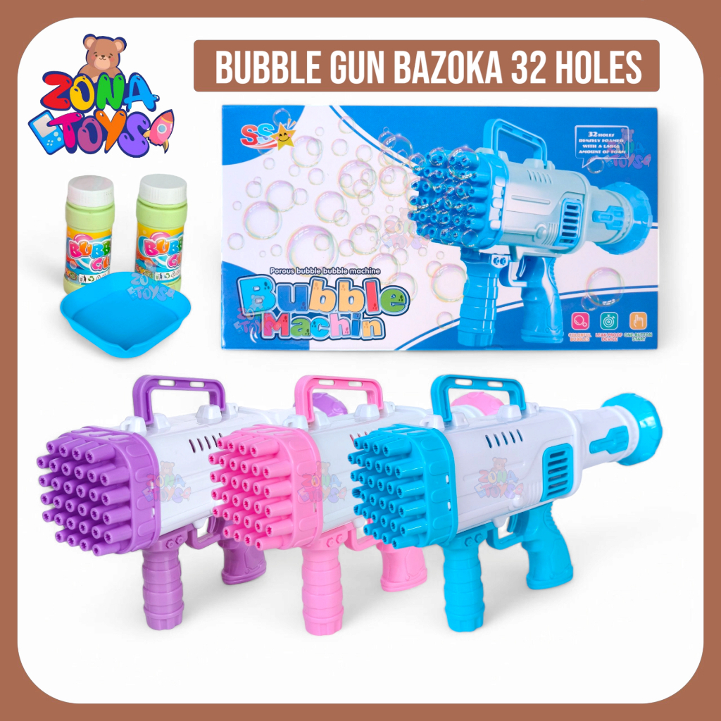 Mainan Anak Bubble Gun Bazoka Besar 32 Hole Tembak Gelembung Big Bubble Machine