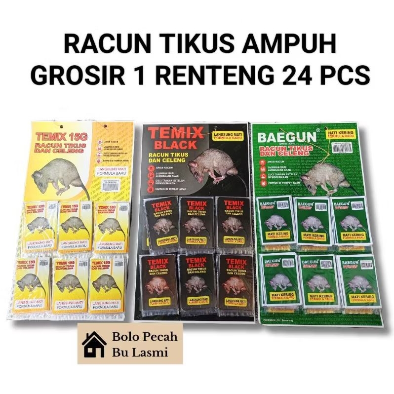 GROSIR (1 RTG 24 PCS) Racun Tikus Celeng Ampuh Temix Baegun /;