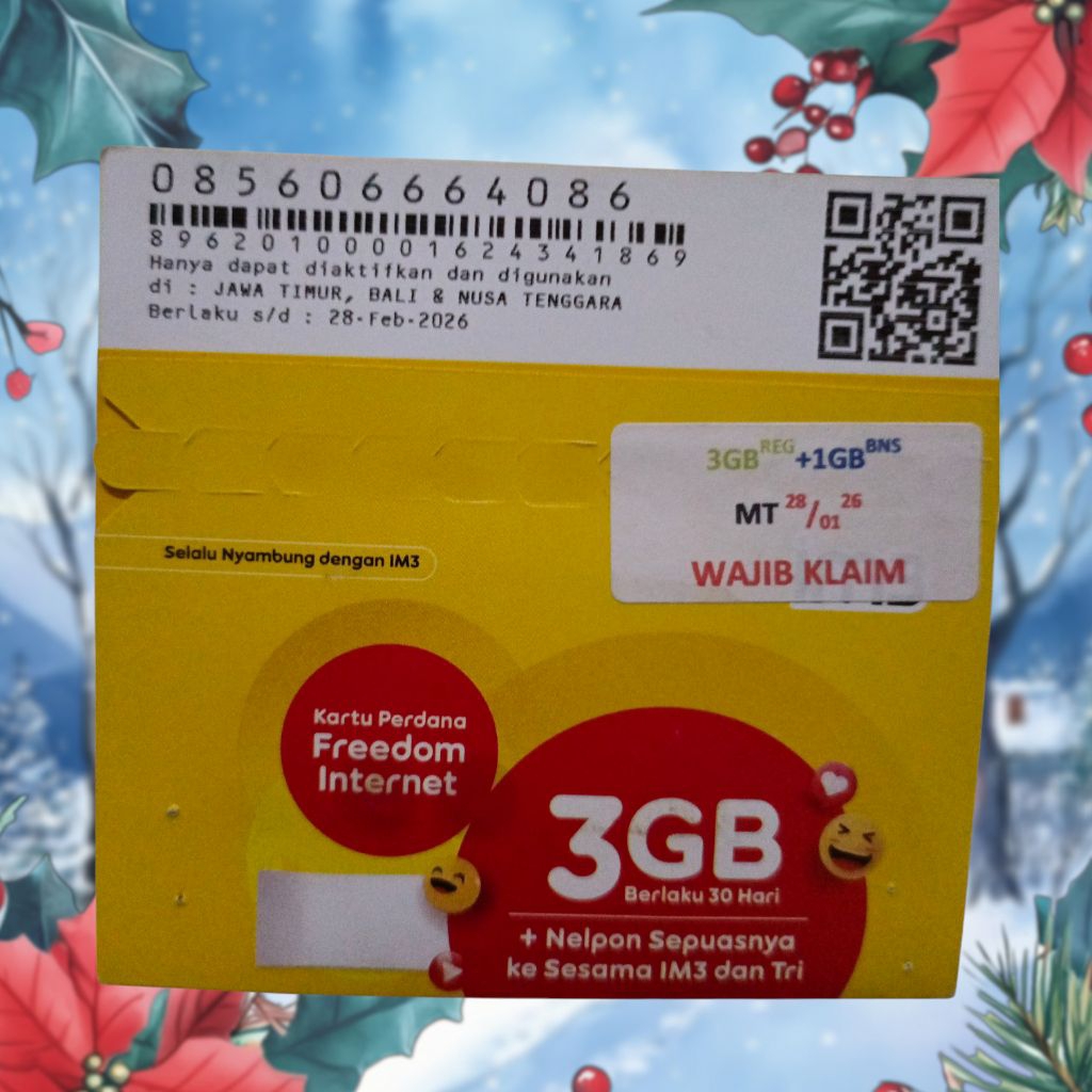 nomor cantik im3 Indosat Ooredoo isi kuota 4gb full 30hari 60 666 40 86