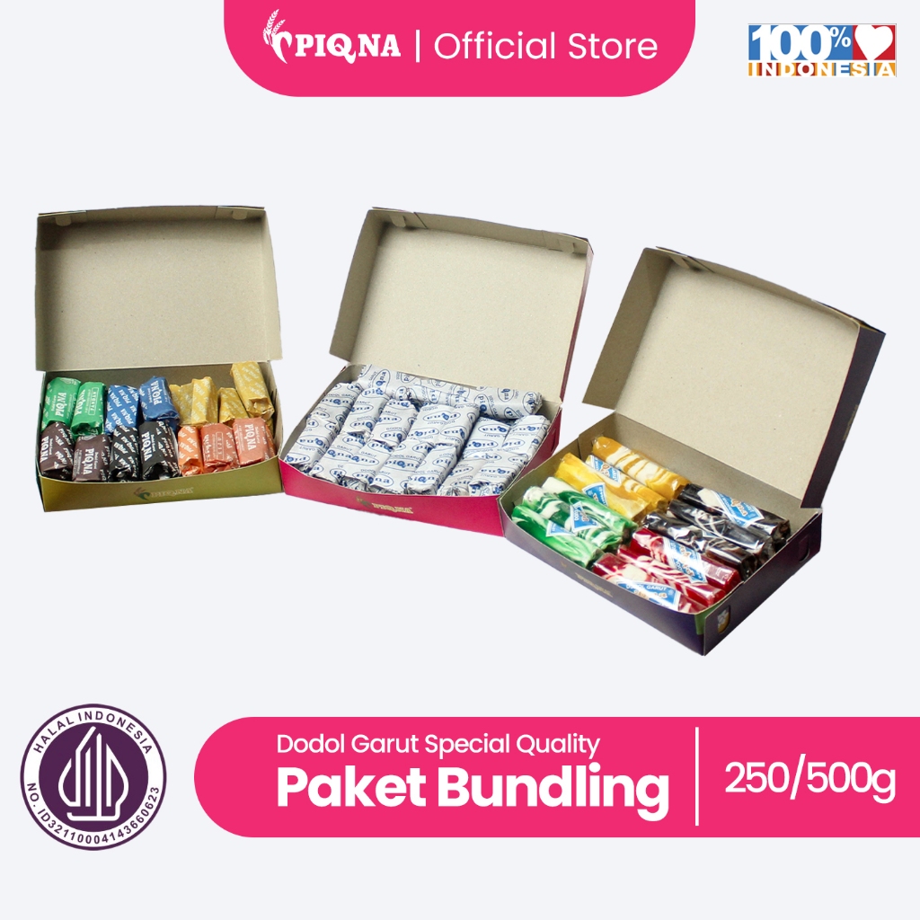 

Dodol Garut PIQNA Paket Bundling 3 | Dodol Garut Original + Dodol Zebra + Dodol Anekarasa