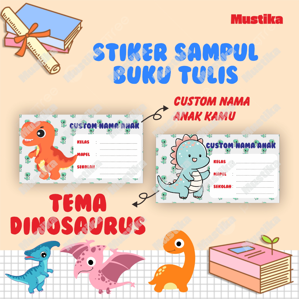 

(30 Pcs) STIKER LABEL NAMA ANAK TEMA DINOSAURUS