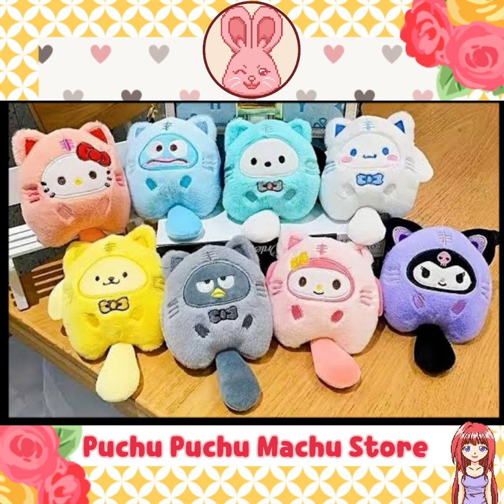 Keychain Gantungan Kunci Boneka Plush Doll Karakter SANRIO Bertema Kucing Gantungan Kunci Tas Imu Le