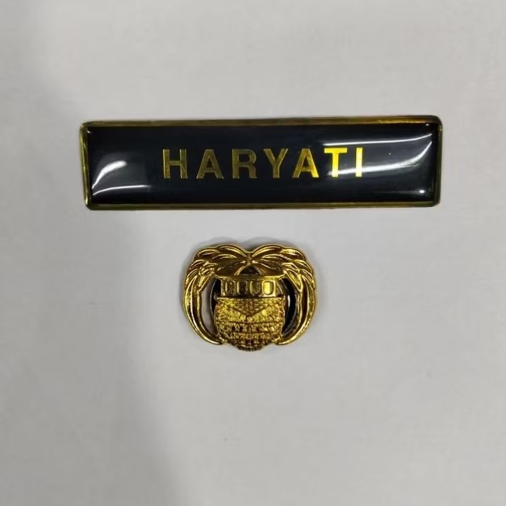 

name tag stenlis dan pin kopri satu set