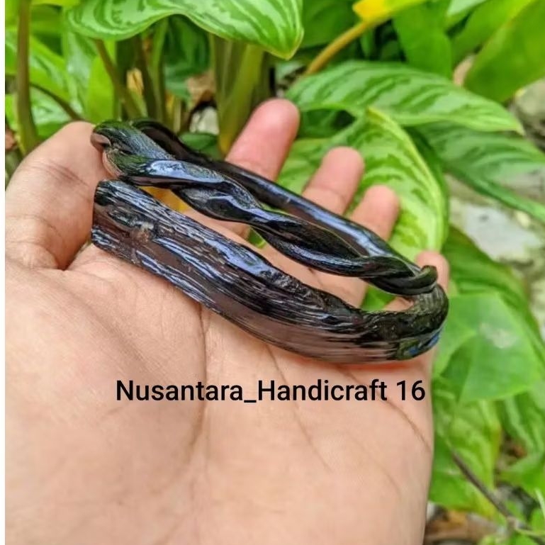 Gelang Akar Bahar Hitam Asli Size Sedang Model Akar Plintir Lentur Dan Elegan