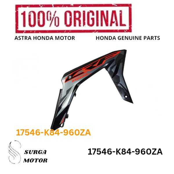 Cover Body Kanan Hitam Type 1 Motor Honda CRF 150L K84 17546K84960ZA 17546-K84-960ZA Set Illust R Sh