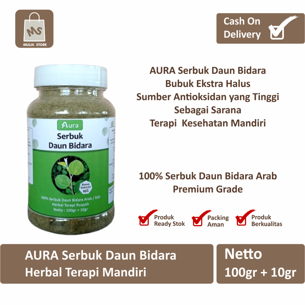 

Mulia Store - AURA Serbuk Daun Bidara Arab 110gr / Bubuk Halus Premium Food Grade