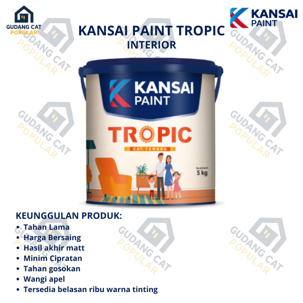 KANSAI PAINT TROPIC 5 KG / CAT TEMBOK DALAM / KANSAI PAINT TINTING CUSTOM WARNA