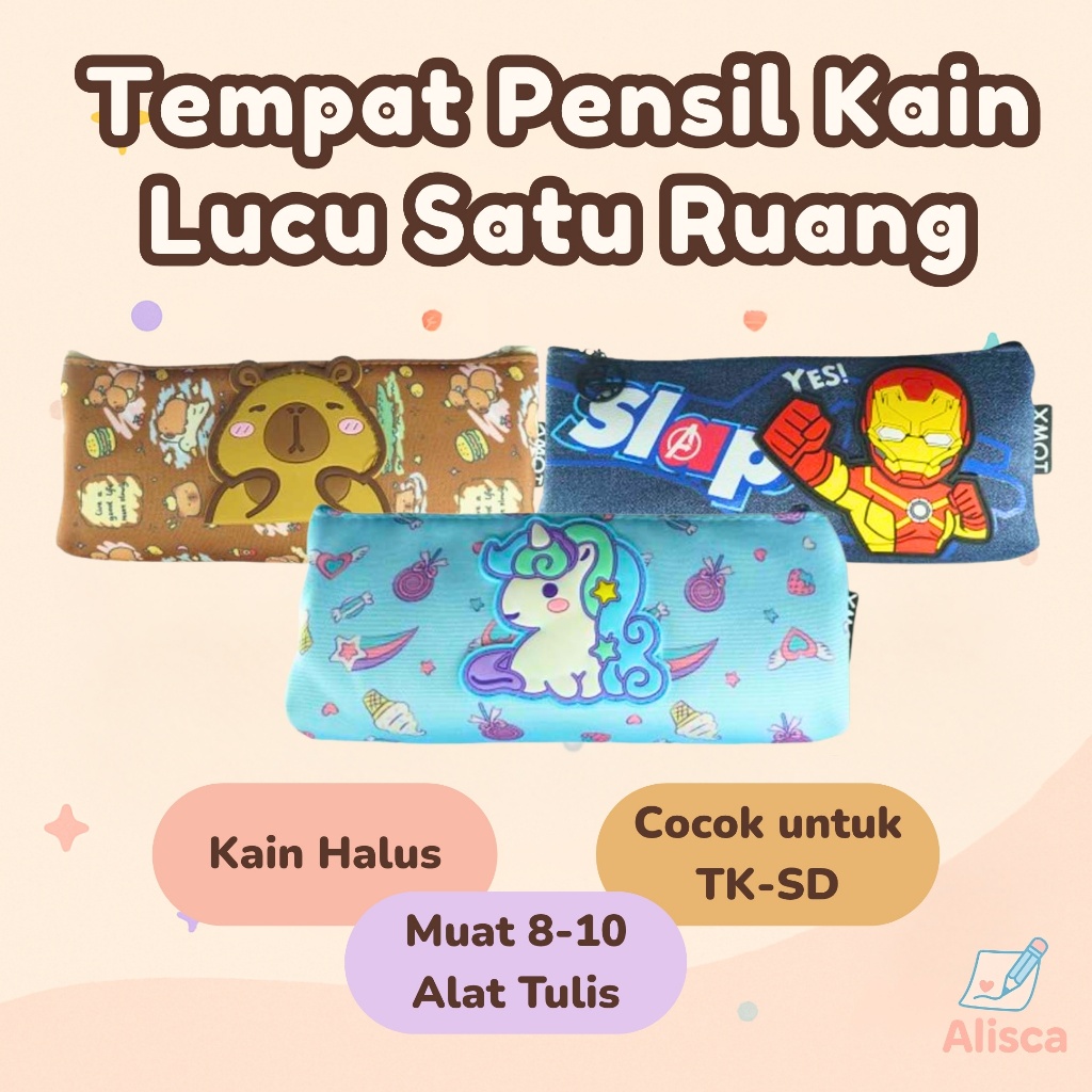 

Tempat Pensil Kain Lucu Sleting 1 Ruang - XMQI H-339/H-367/H-368 | Capybara, Unicorn, Avenger Slap | Soft Pouch Pencil Case Sleting Satu Ruang