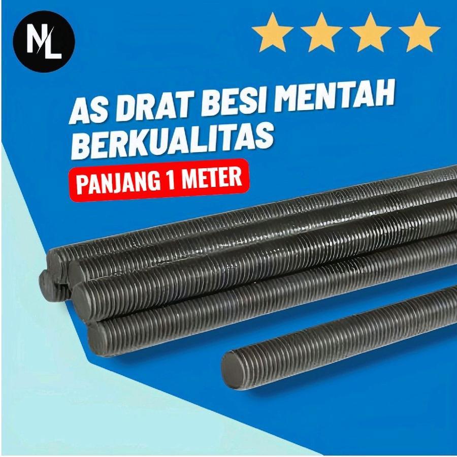As Drat Besi Mentah M5 Pitch 0,8 Stud Bolts Long Drat 1 Meter