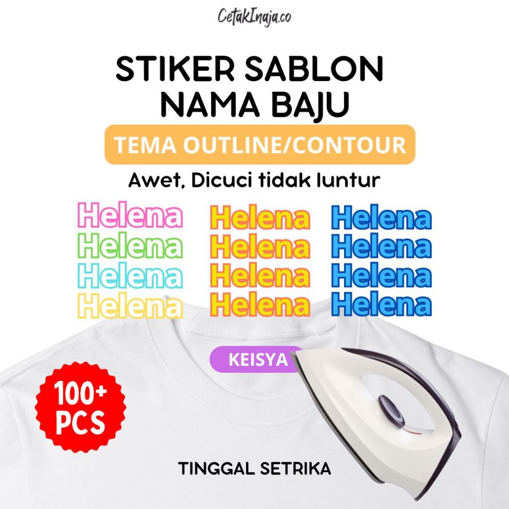 

Sehari Jadi! Stiker Sablon Label Nama Baju Stiker Custom Nama Tema Contour Label Printing Kain / Kaos Sablon Setrika Gratis Custom