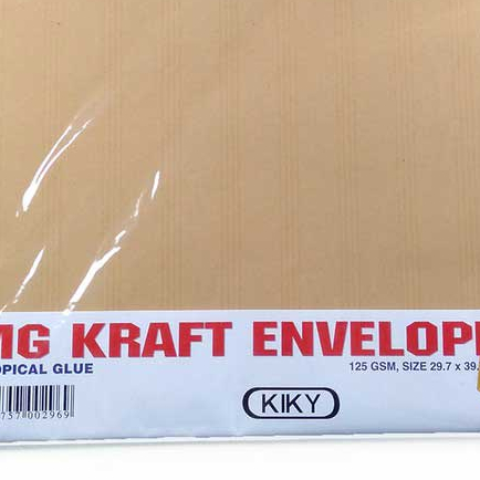 

(1 Pak isi 10 Lembar) Kiky Amplop Coklat Lem 312 125gsm (297x397)