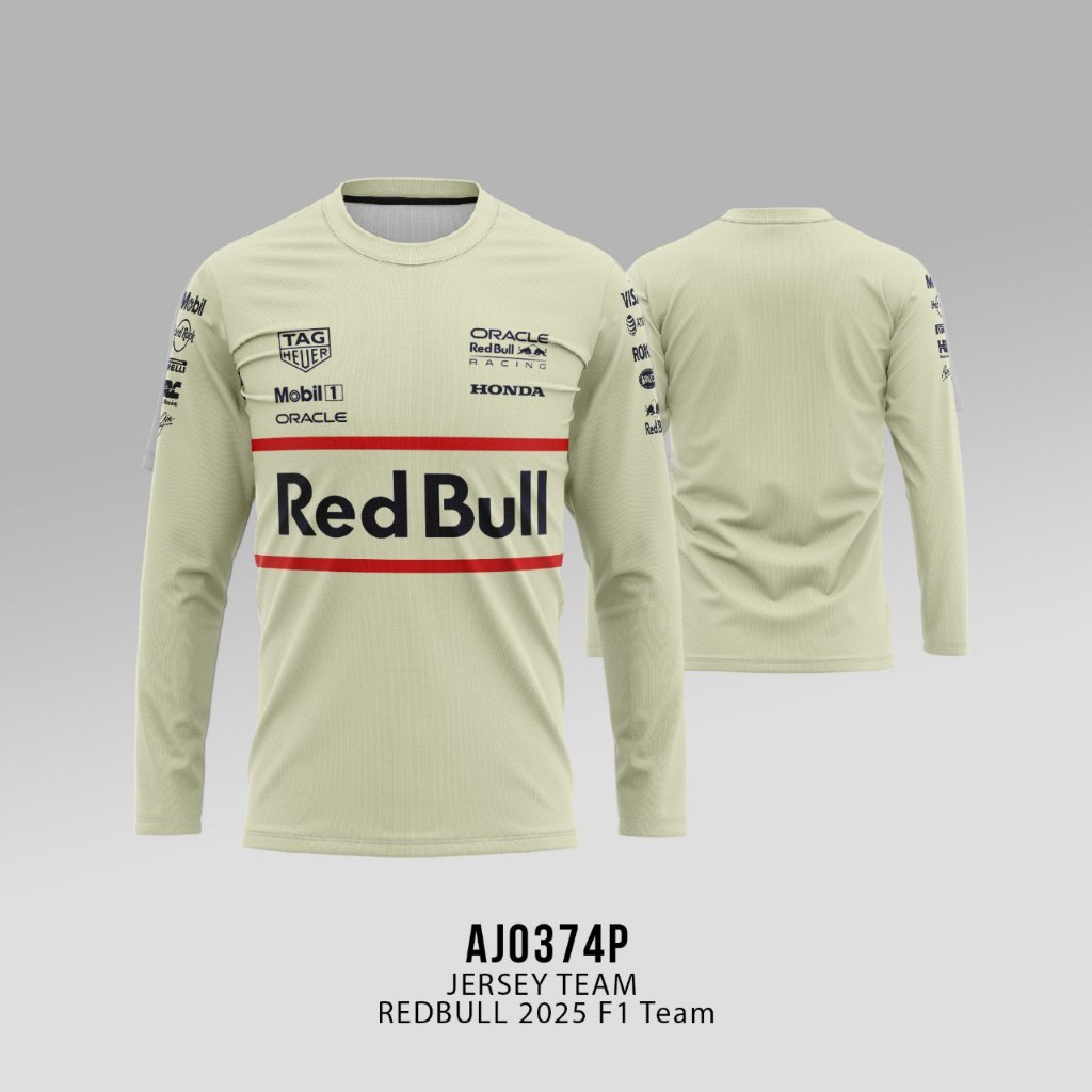 Kaos Jersey F1 Team RedBull Red Bull 2025 Lengan Panjang