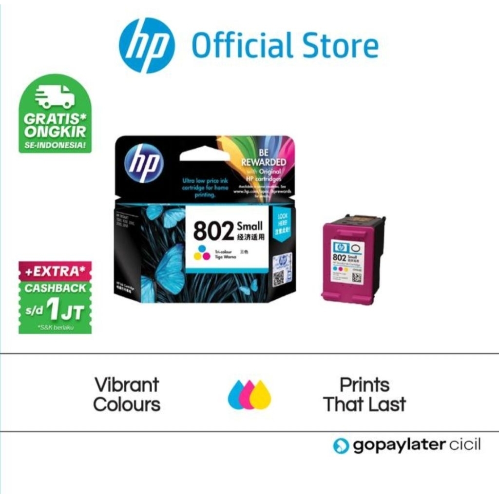 Tinta Hp 802 Colour Original/Cartridge Hp 802 Color Original