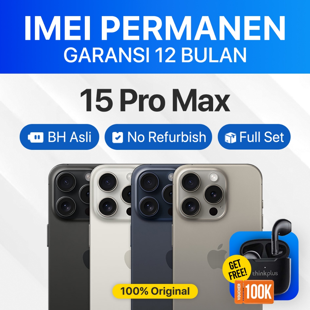 iPhone 15 Pro Max ex iBox Beacukai IMEI Permanen Garansi 12 Bln 100% Original Second iPhone FULLSET 