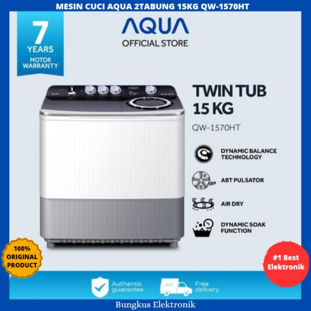 MESIN CUCI AQUA 2TABUNG 15KG QW-1570HT MESIN CUCI AQUA 15KG