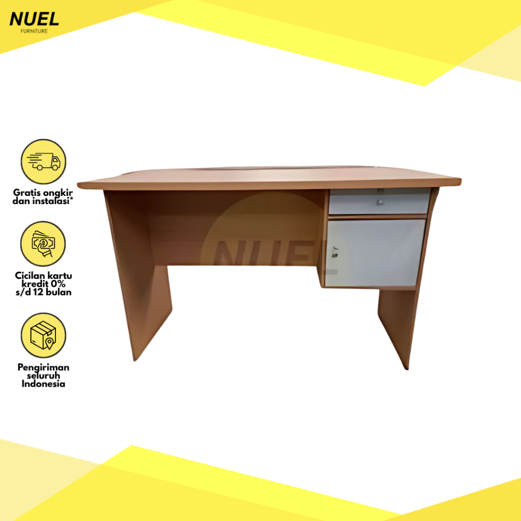 Meja Kantor / Meja Laptop / Meja Kayu / Meja Setengah Biro Kayu