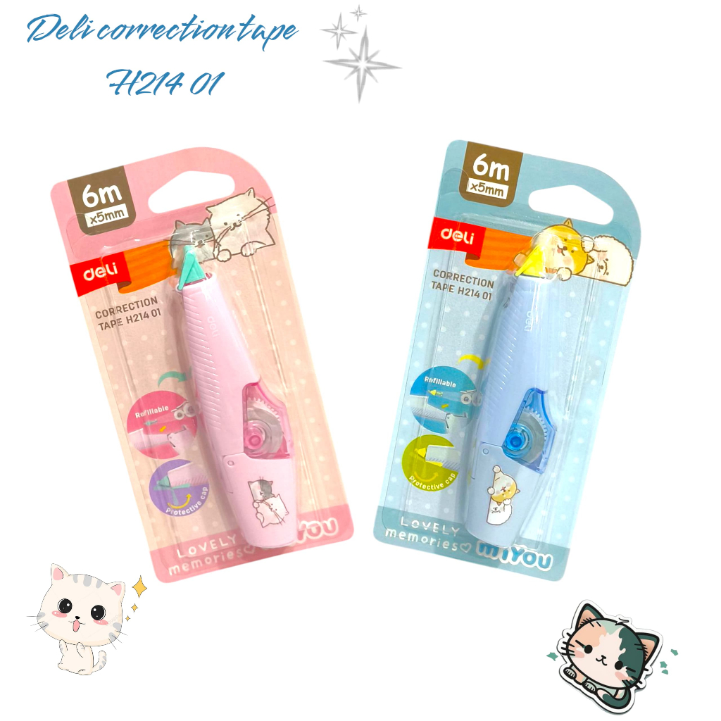 

Deli Correction Tape H214 Uk. 5 mm x 6 m - Tipe-X roll Kertas Putih Plastik Pena