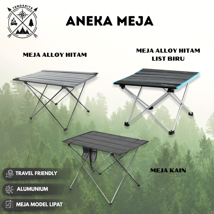 -Taffsport Aneka Meja Lipat Camping Outdoor Portable Meja Lipat Piknik Foldable Alumunium