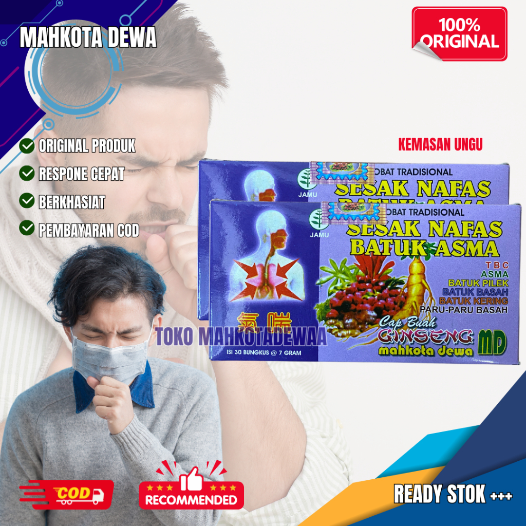 

mahkota dewa sesak napas serbuk kemasan ungu ori 100%