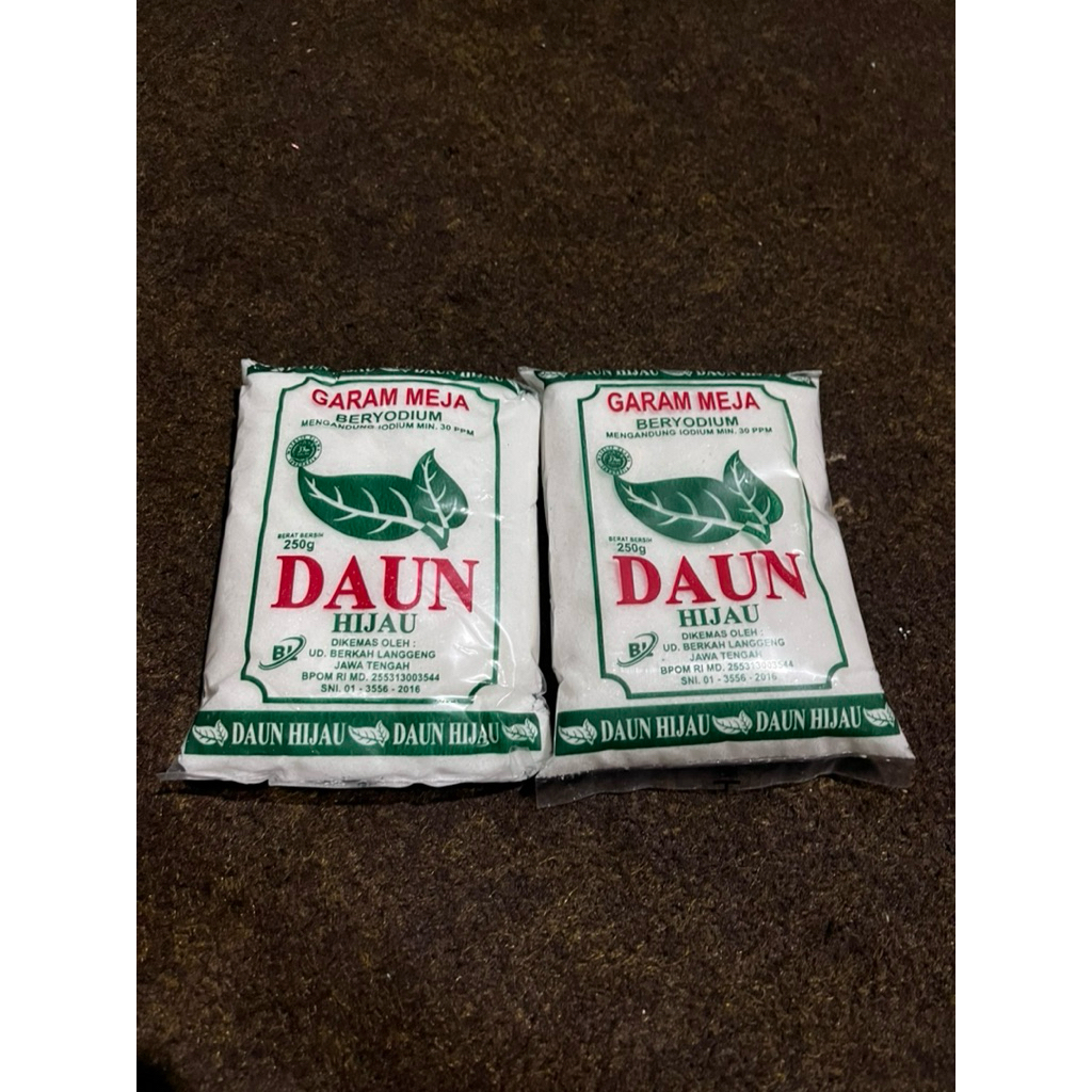 

Garam Meja Daun Hijau 250gr - Garam Beryodium Halus - Garam Dapur Sehat