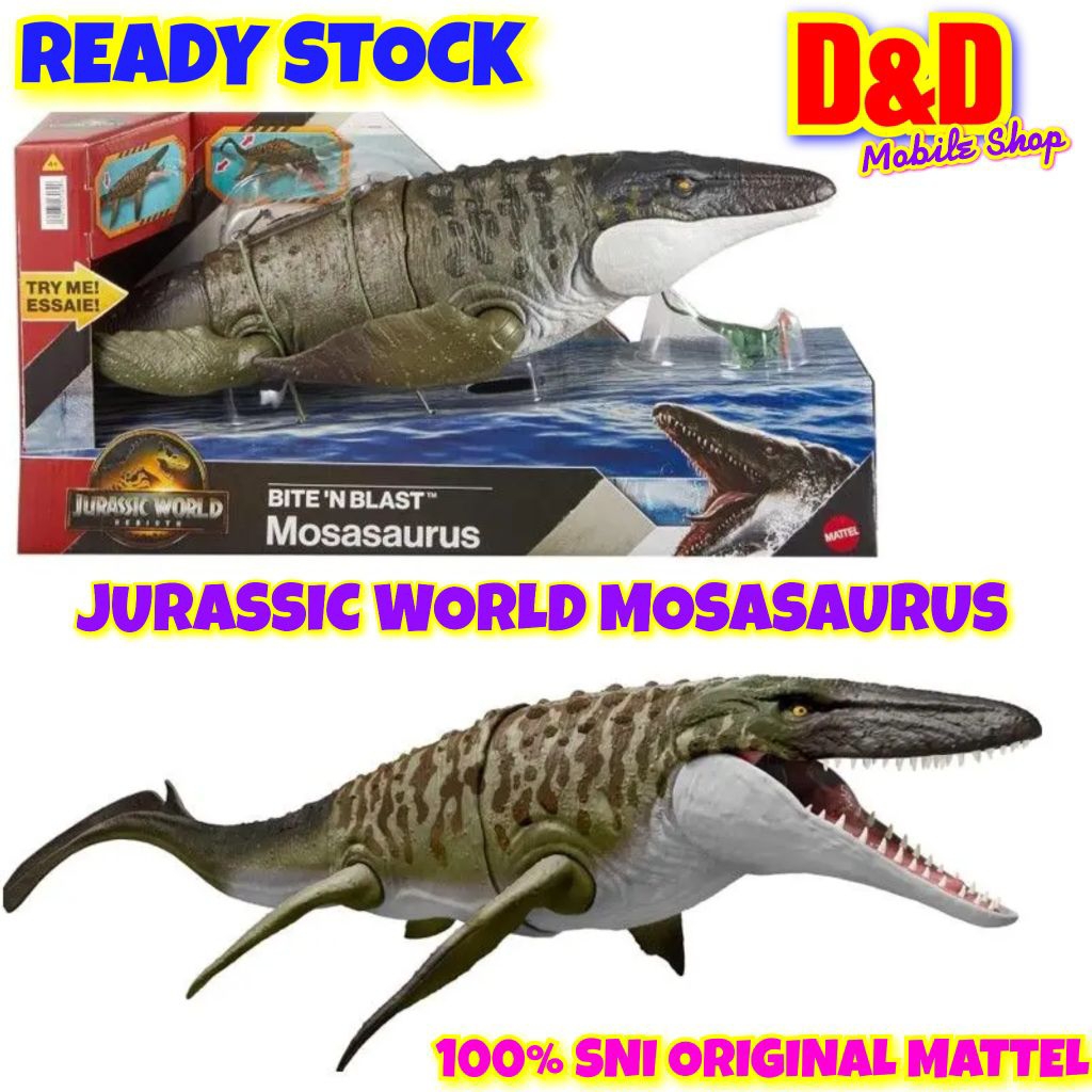JURASSIC WORLD REBIRTH BITE N BLAST MOSASAURUS DINO TOY MAINAN ACTION FIGURE SNI ORIGINAL RESMI MATT