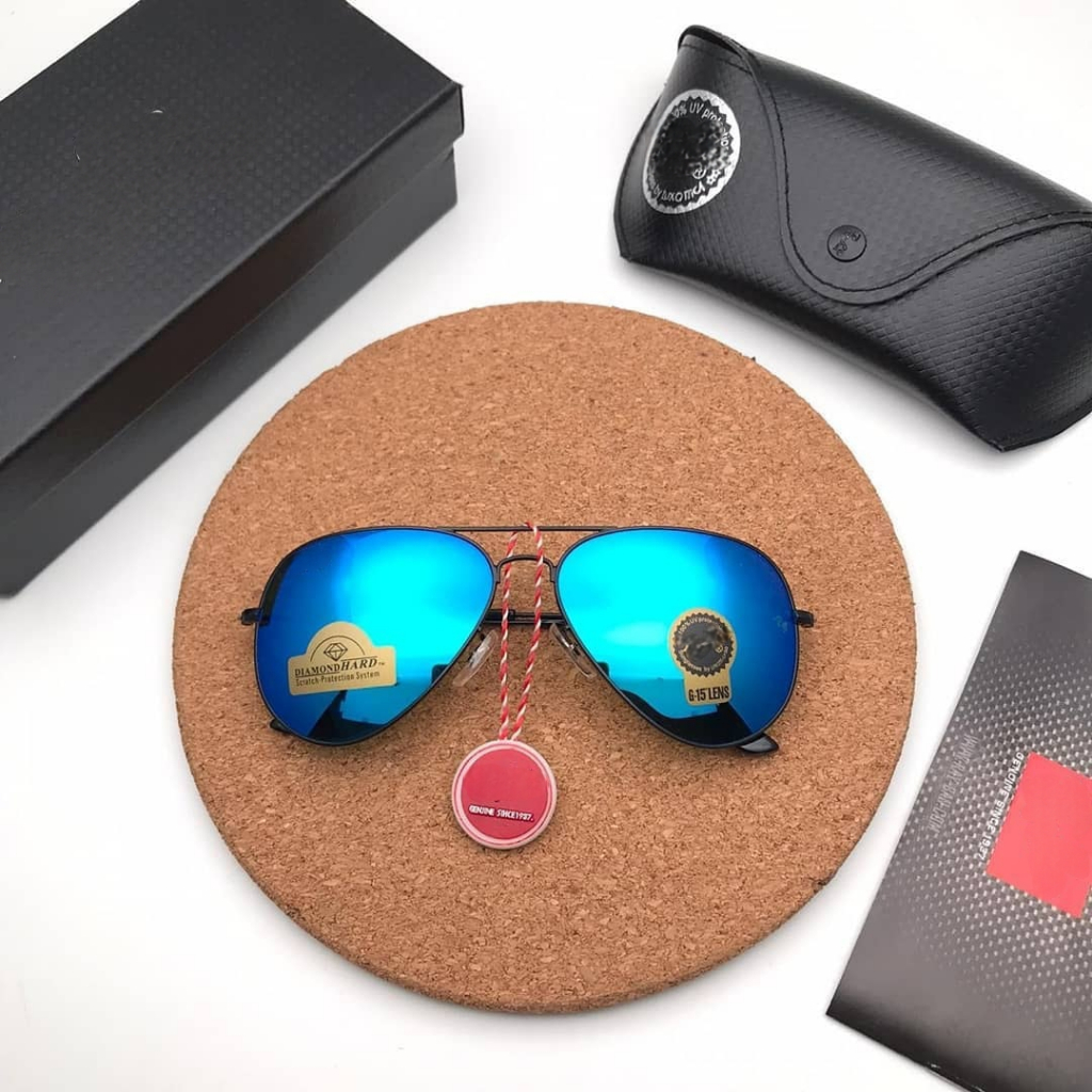 KACAMATA HITAM RB AVIATOR 3026 FASHION AKSESORIS TERBARU LENSA KACA ANTISILAU ANTIRADIASI PLUS MINUS
