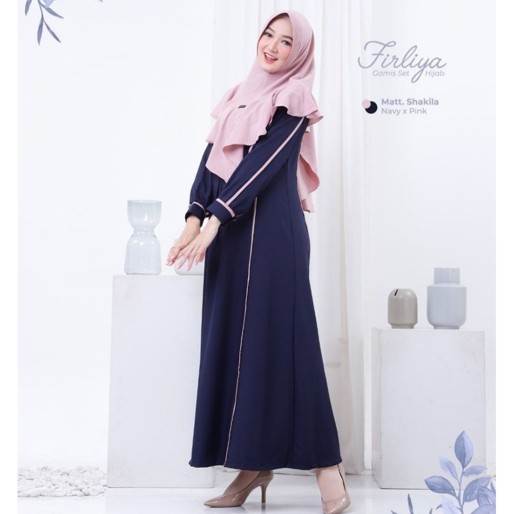FIRLIYA (Gamis Set Hijab) Ori by DAFFI Hijab