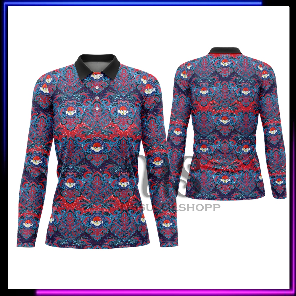 Baju Batik PPDI Kaos Polo Wanita Seragam Batik PPDI Lengan Panjang Fullprint
