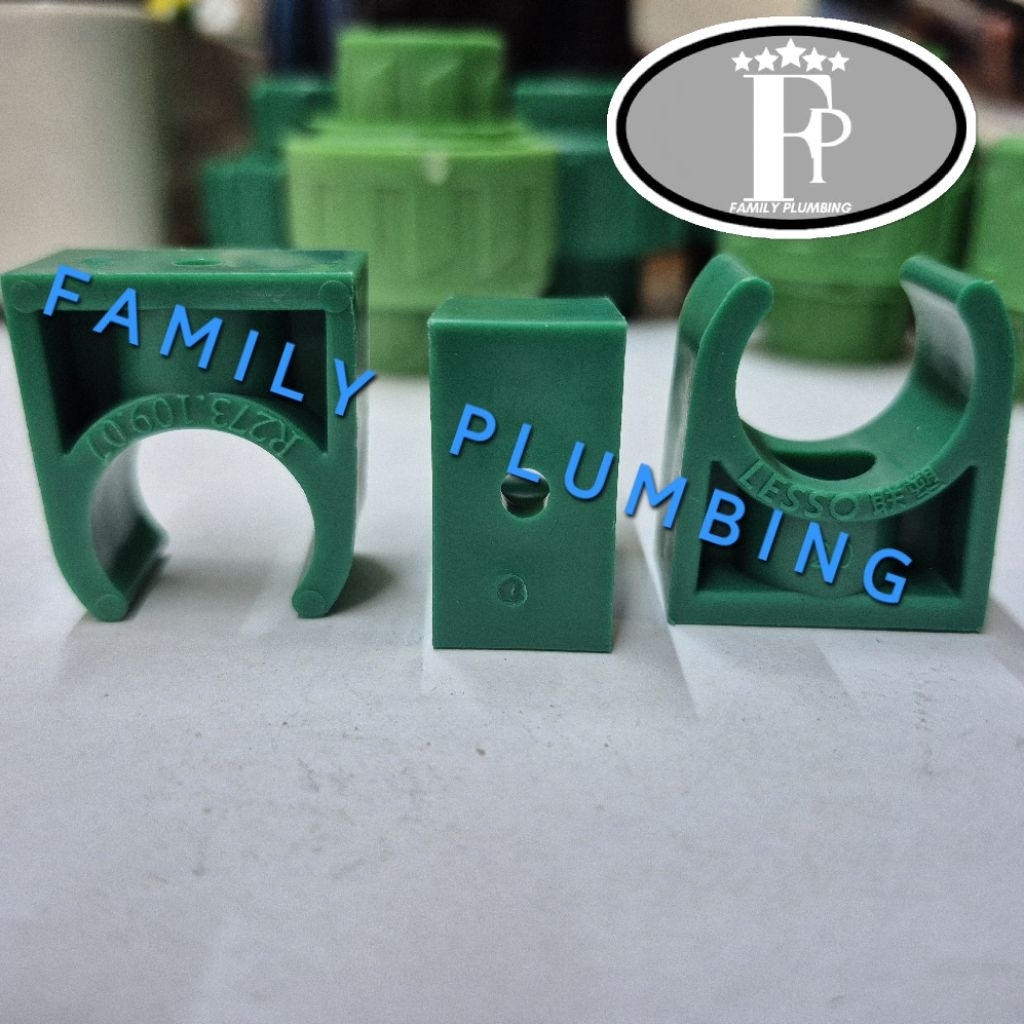 KLEM CLAMP KLIP PIPA PPR Dn20 20 20mm 1/2" 1/2INCH 1/2 INCH 0,5" 0,5INCH 0,5 INCH PP-R PPR HIJAU GRE