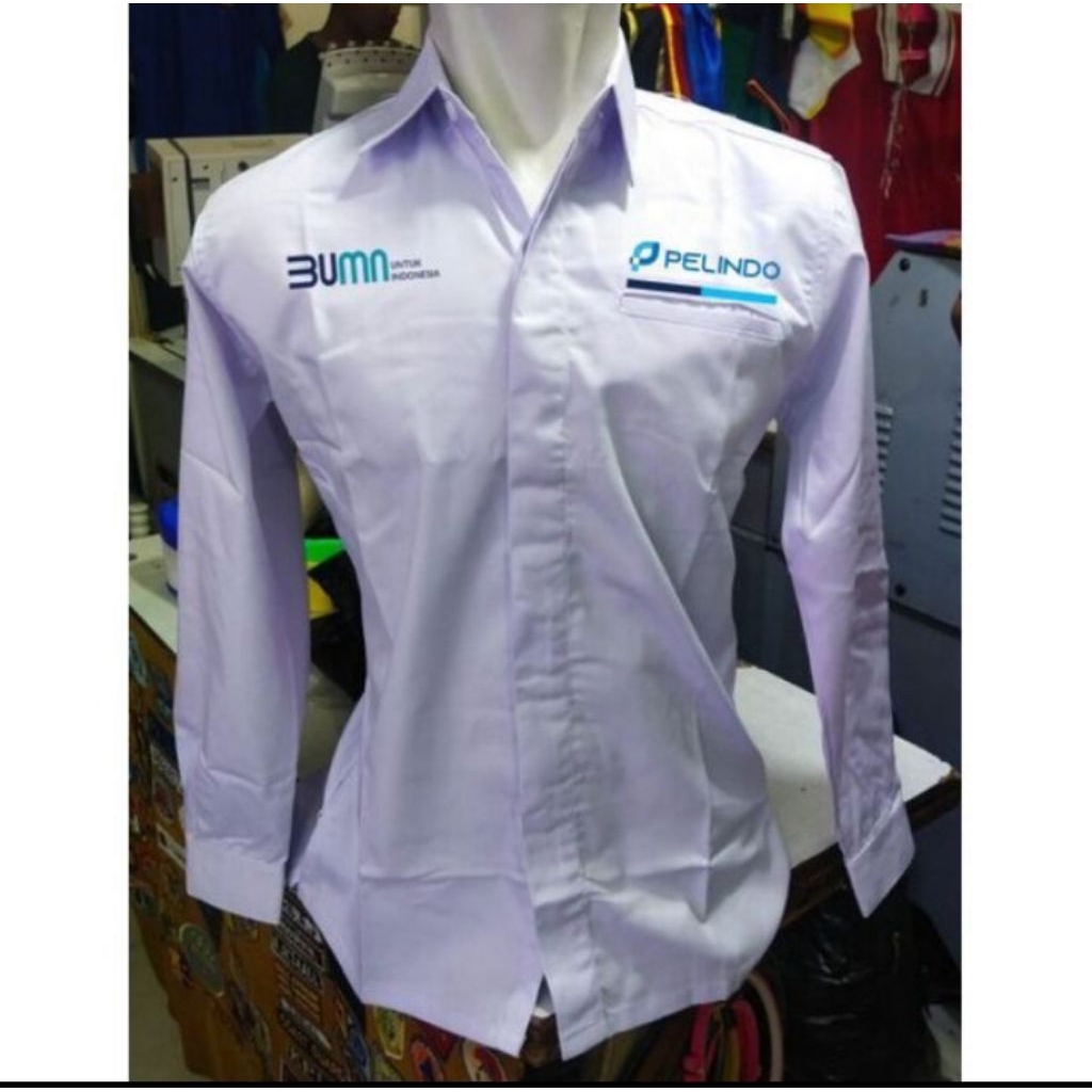 Kemeja PELINDO Kantong satu pdh seragam pria Pelindo kemeja pria Pelindo tulisan bordir