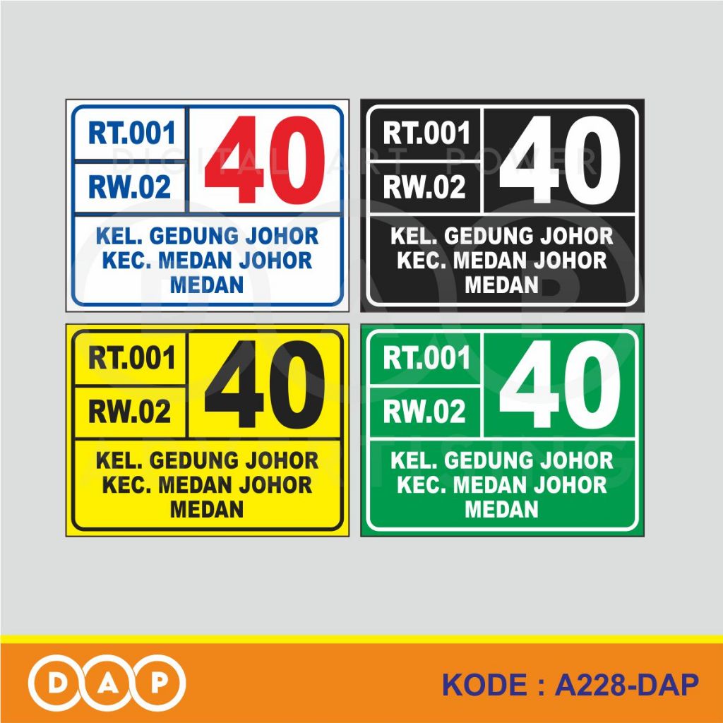 

A228- Acrylic Sign, Stiker Akrilik Nomor Rumah, Tahan Air, Termurah, dan Bisa Custom