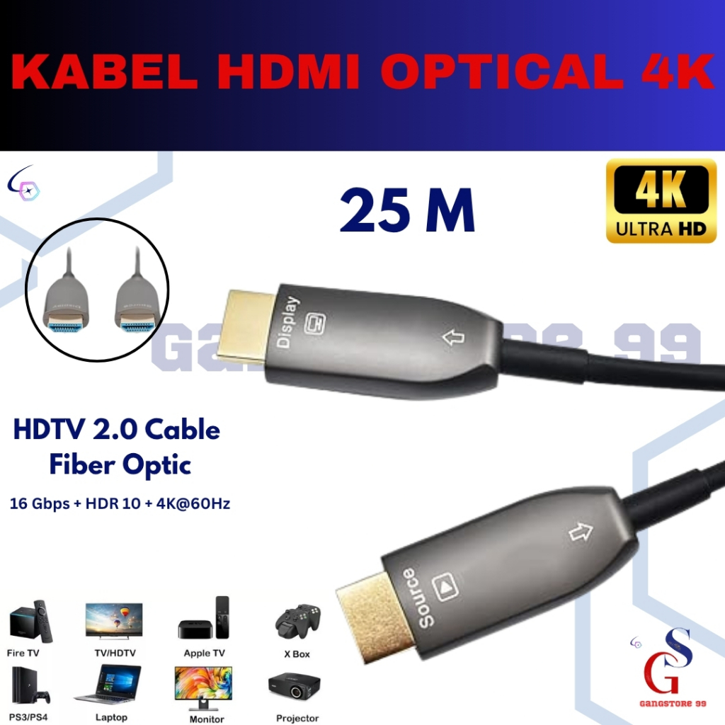 Kabel Active Fiber Optic HDMI 2160P ULTRA HD 4K 25M indobestlink kabel hdmi fiber Optical 4k 25m kab