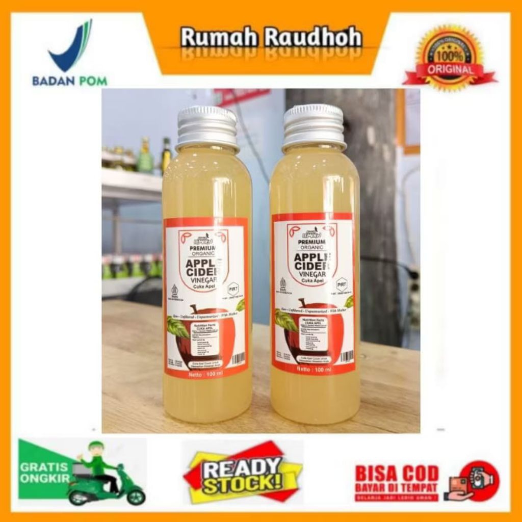 

CUKA APEL SUUR LEMOEN 100 ML | APPLE CIDER VINEGAR - PREMIUM CUKA APEL ORGANIK WITH THE MOTHER