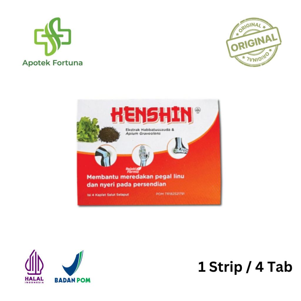 Henshin - 1 Strip Isi 4 Tablet (Obat Herbal Untuk Pegal Linu & Asam Urat)