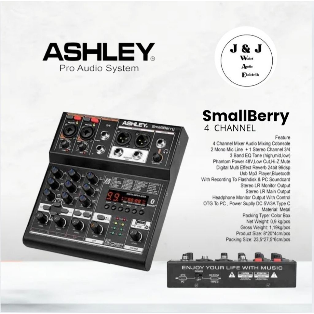 MIXER ASHLEY SMALLBERRY MIXER AUDIO ASHLEY 4 CHANNEL
