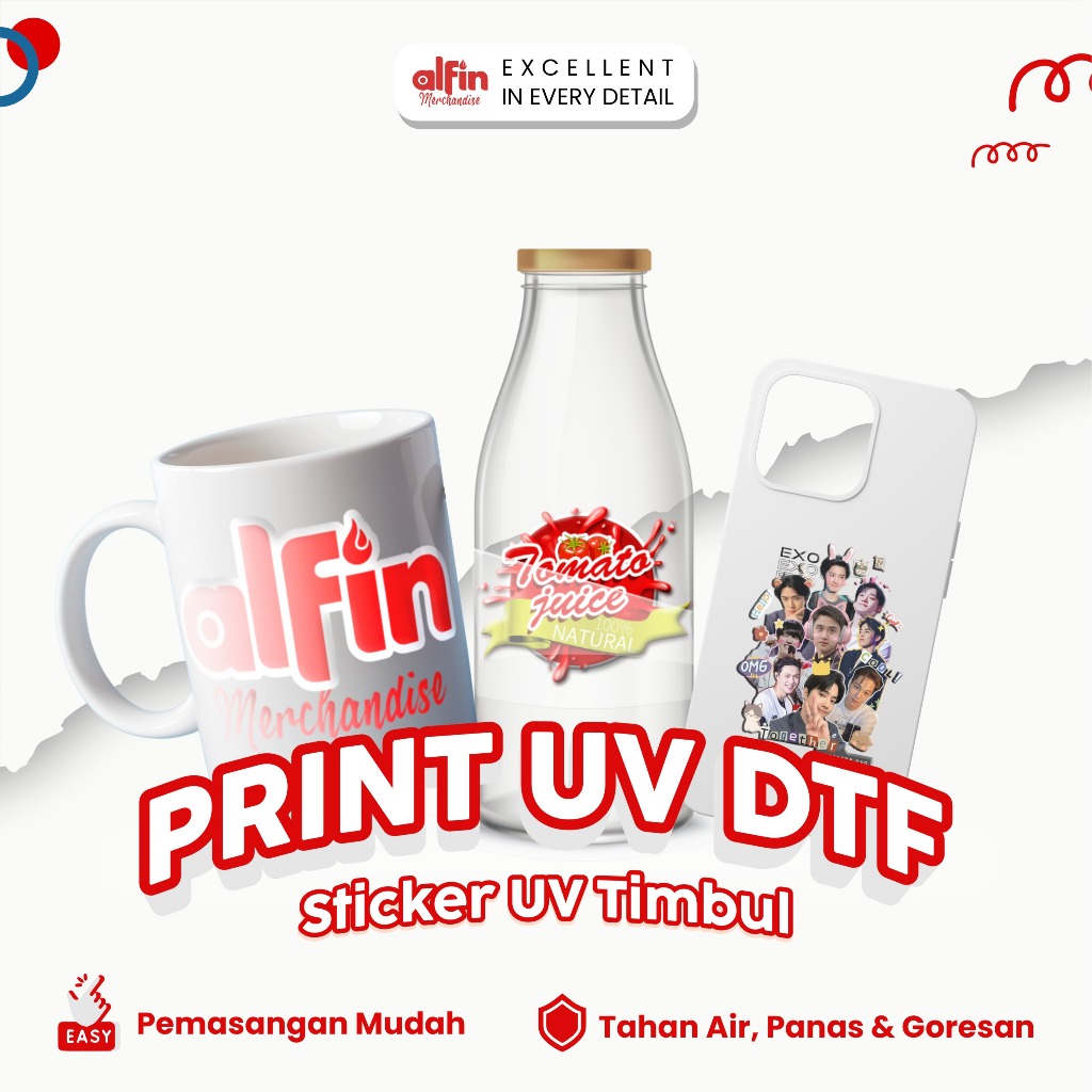 

Stiker UV DTF Decal Kering / Stiker Timbul, Anti Air (Waterproof)