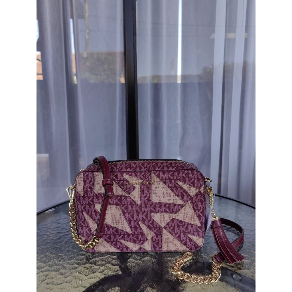 MK Jet Set Medium Camera Bag Dark Berry Multi