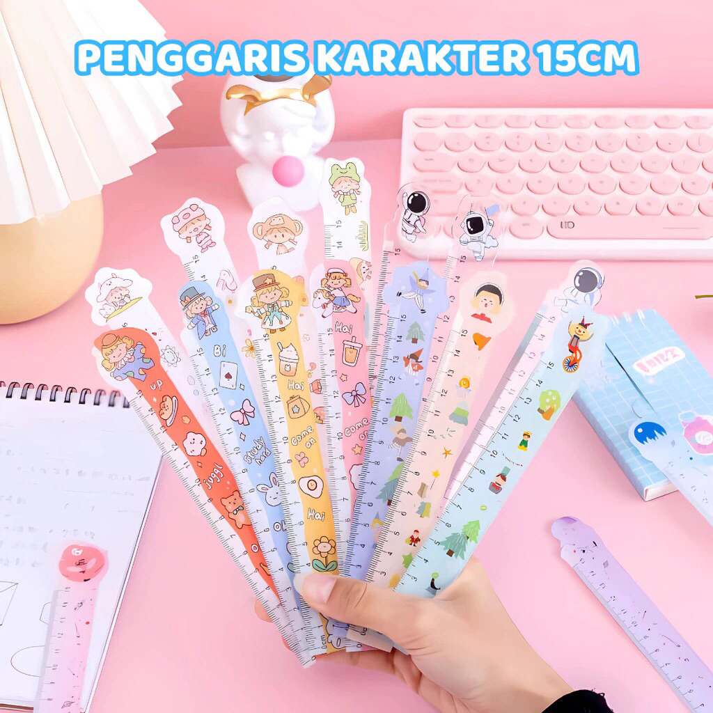 

Penggaris Aesthetic Pink Lucu 15cm Karakter Anak TK Kecil Murah Unik Warna Ungu Astronot Alat Tulis
