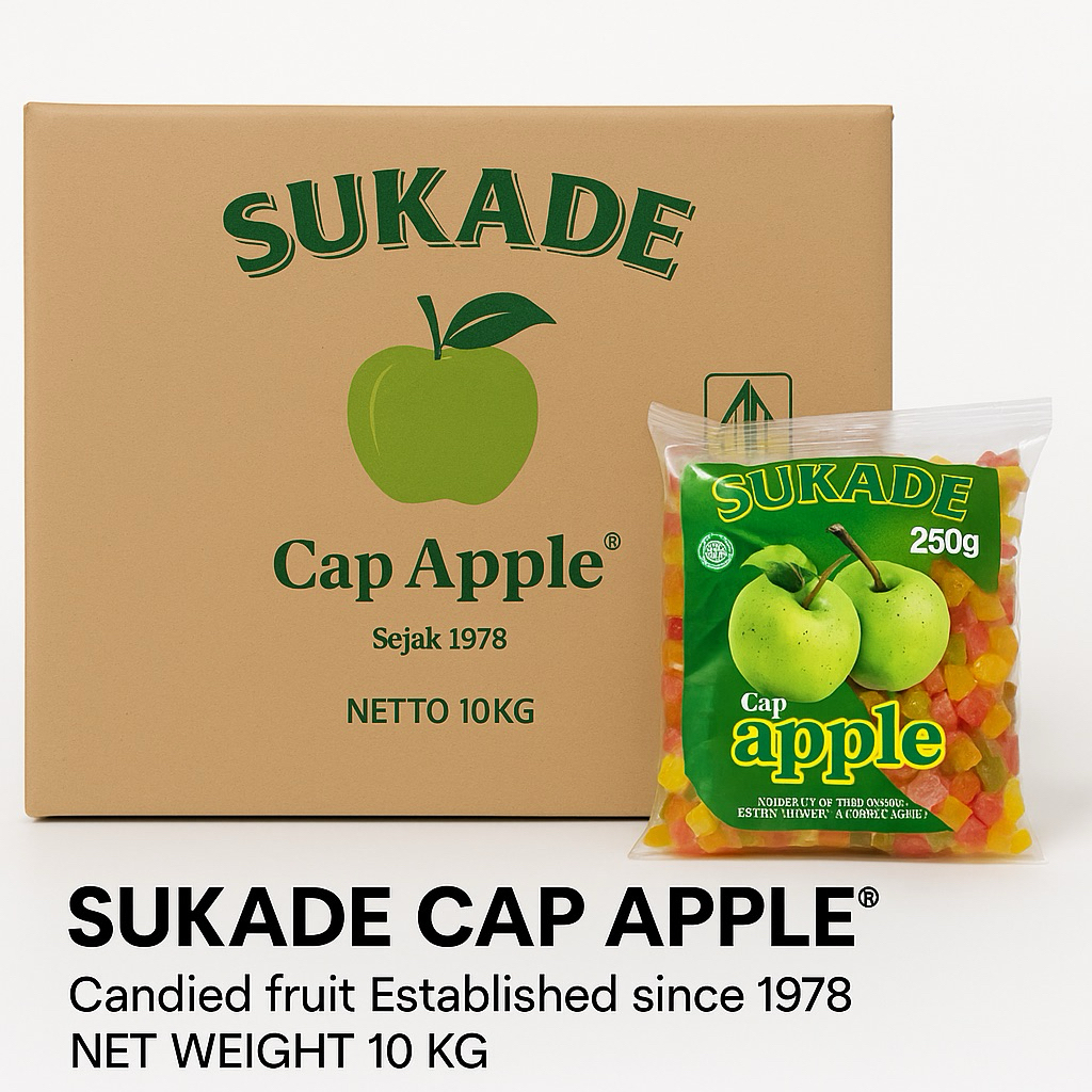 

Sukade Cap Apple 10KG (1 DUS) – Sukade Warna-Warni Grosir Kualitas Premium