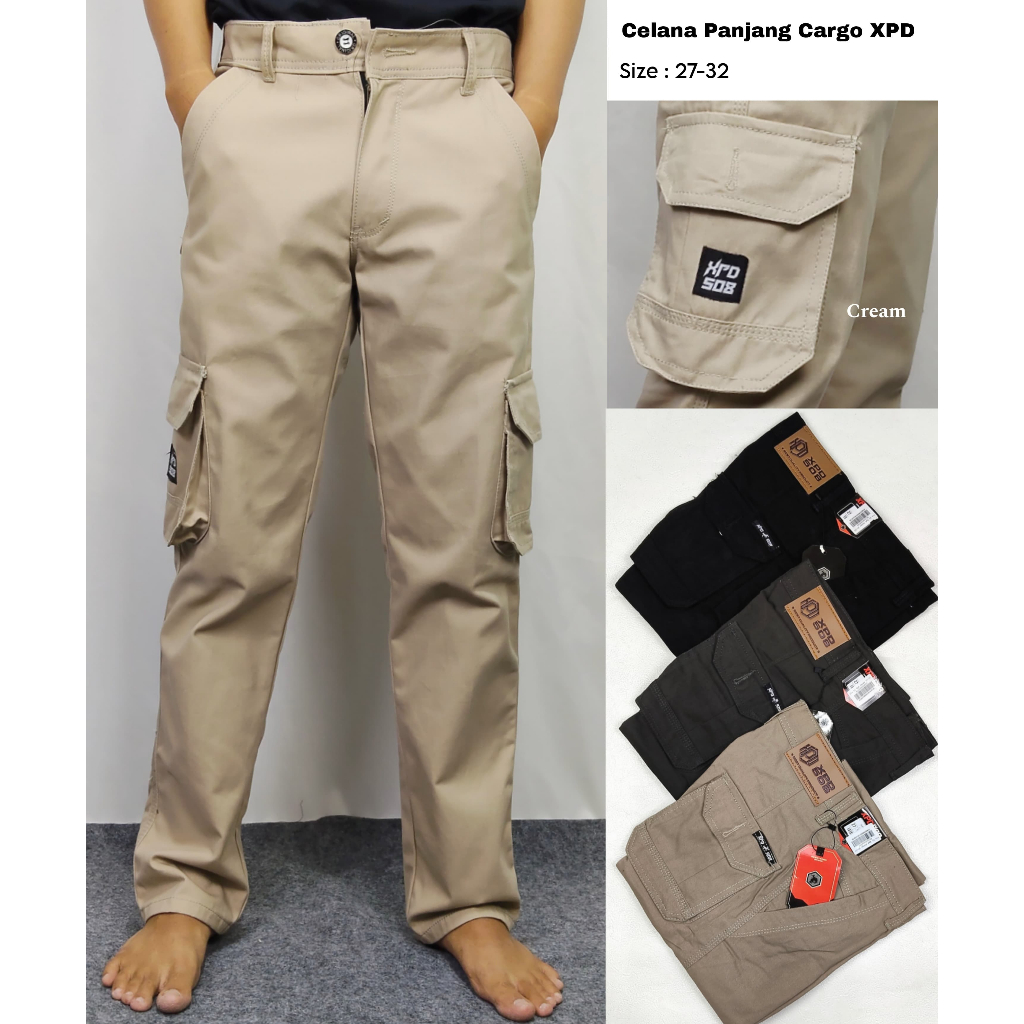 Celana Panjang Cargo Pants Pria Hight Quality XPD Cream