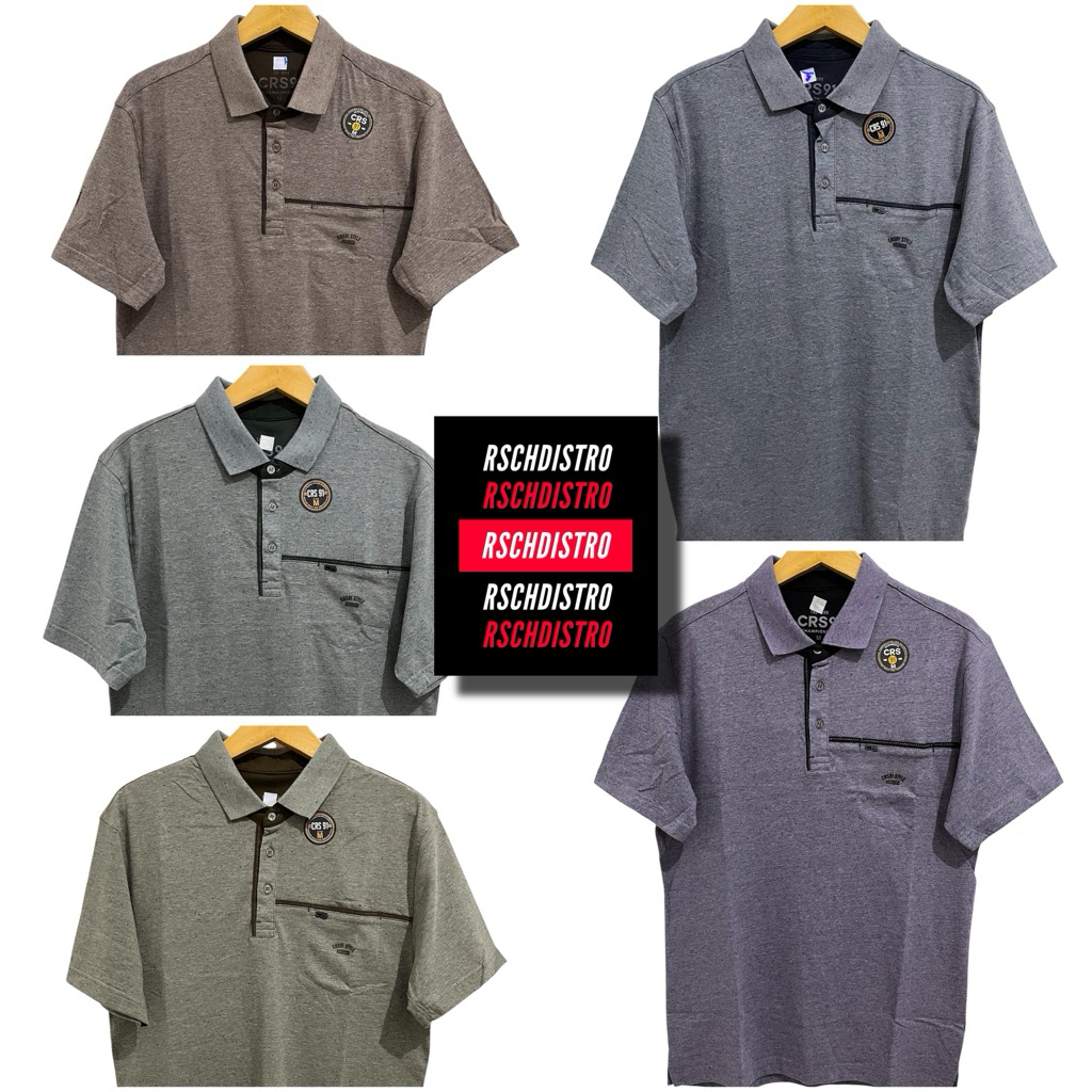 Kaos Kerah Fashion Pria CRS 91/ HUGO CLASS Original Misty Bintik Polos Kombinasi DROPPEP M-XXL (Kanc