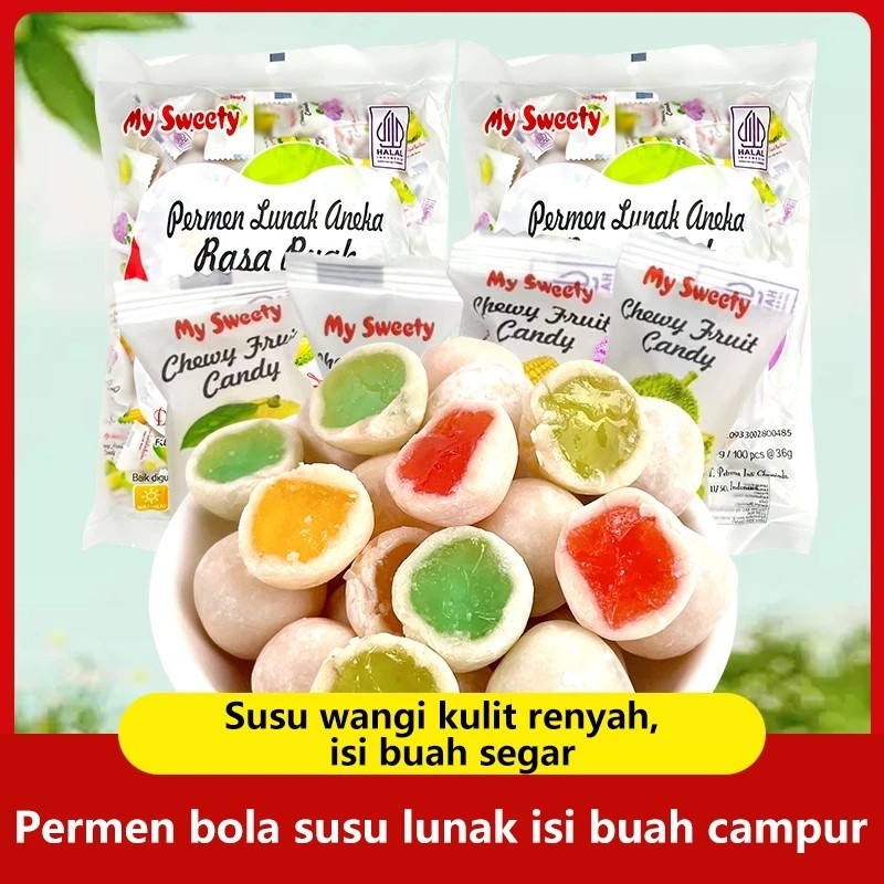 

[HALAL]Permen Susu Lunak Aneka Rasa 360g (±100 pcs), Kemasan Satuan, Bersertifikat Halal Food Makanan Cemilan Candy Snack