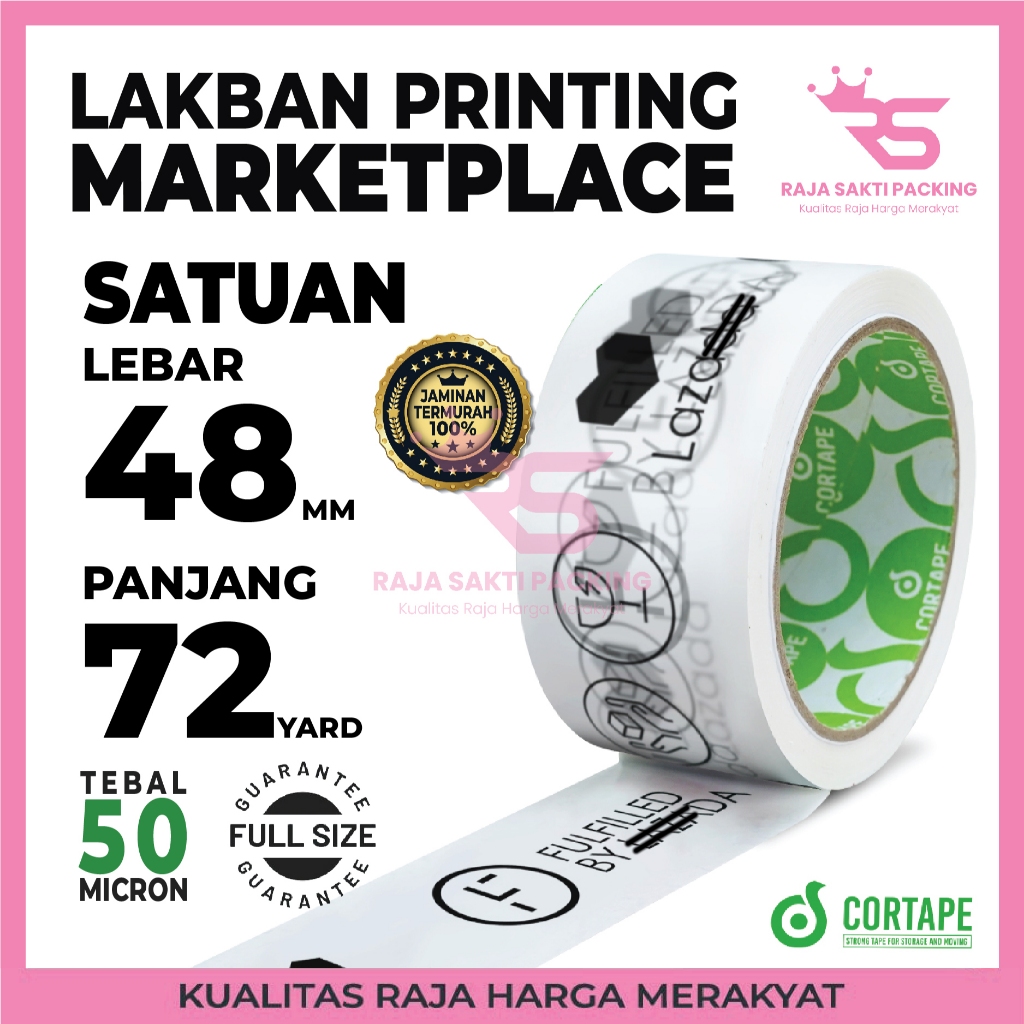 

Lakban OPP Tape Selotip Online Shop Fragile 3in1 Besar Marketplace Printing Putih